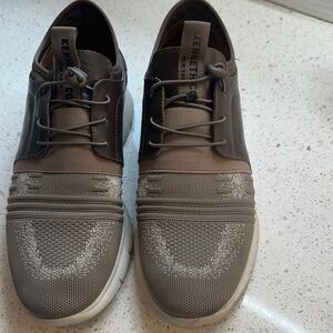 Kenneth Cole Men's Trent Brown/Cream Knit elasticated Lace-Up Sneakers